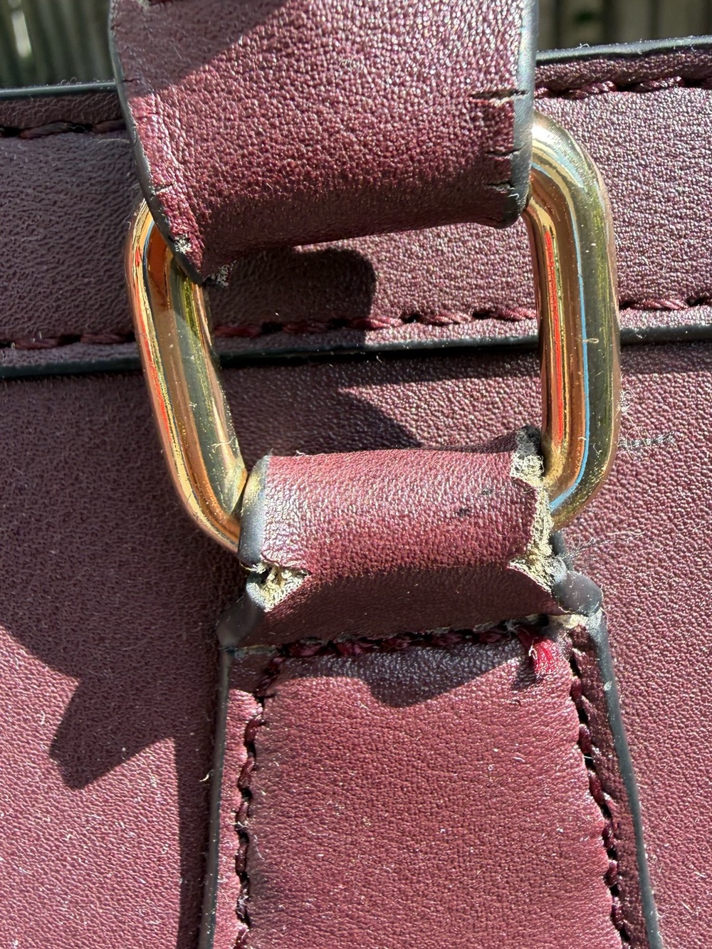 Aldo Burgundy Textured Satchel – Gold Hardware, Padlock Detail, Used - Picture 5 of 16